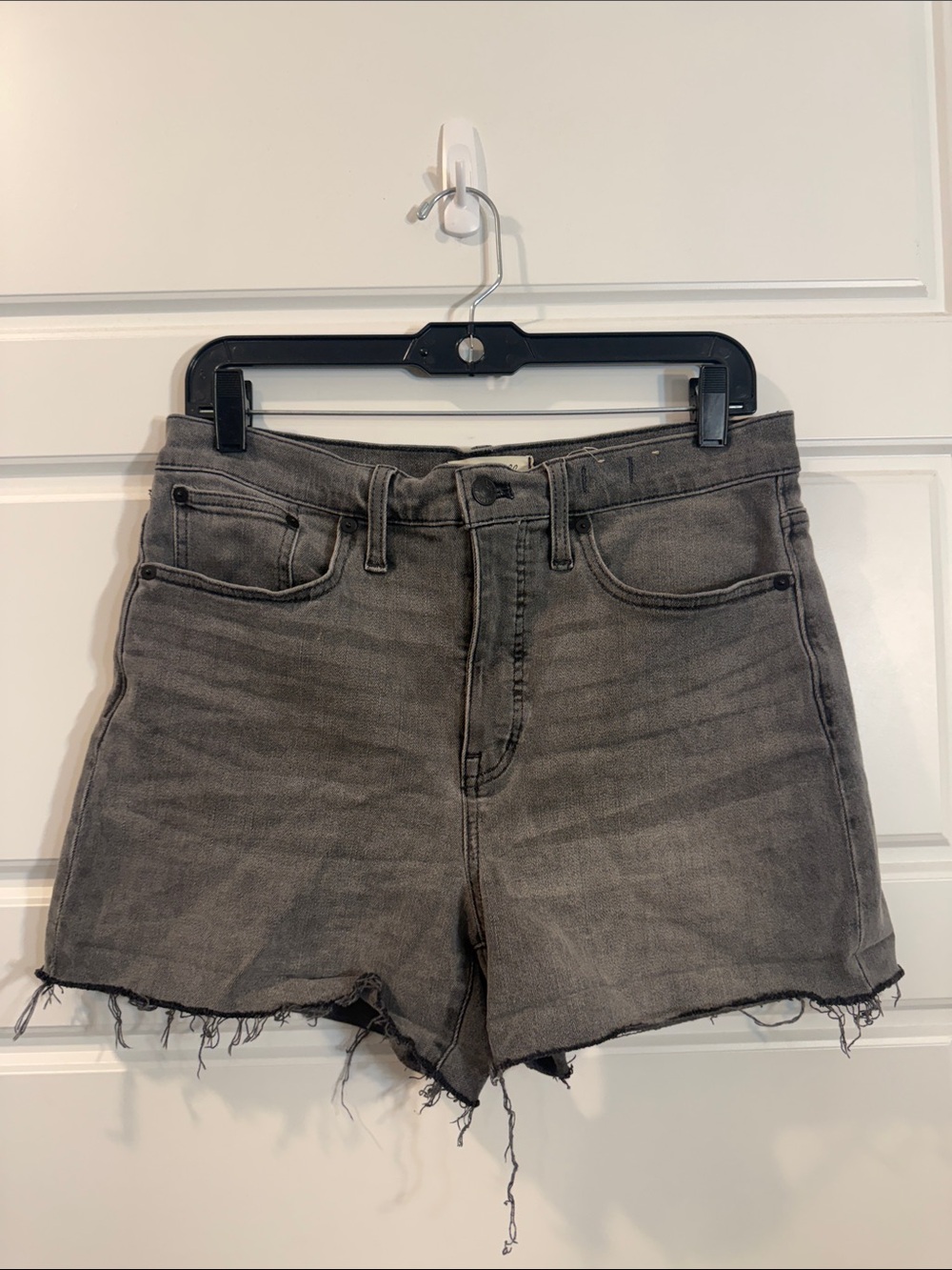 Madewell Womens High Rise Denim Gray Medium Wash Jeans Cut Offs Shorts 28